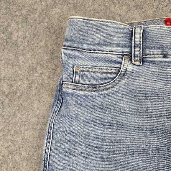 Spanx Kick Flare Jeans Womens Small Blue Denim Pull On Wide Leg Cropped - Picture 2 of 16